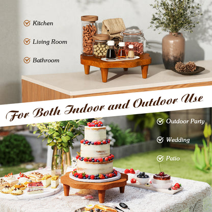 16 Inch Teak Wood Pedestal Stand for Aromatherapy, Snacks, and Decorative Display
