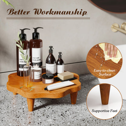 16 Inch Teak Wood Pedestal Stand for Aromatherapy, Snacks, and Decorative Display