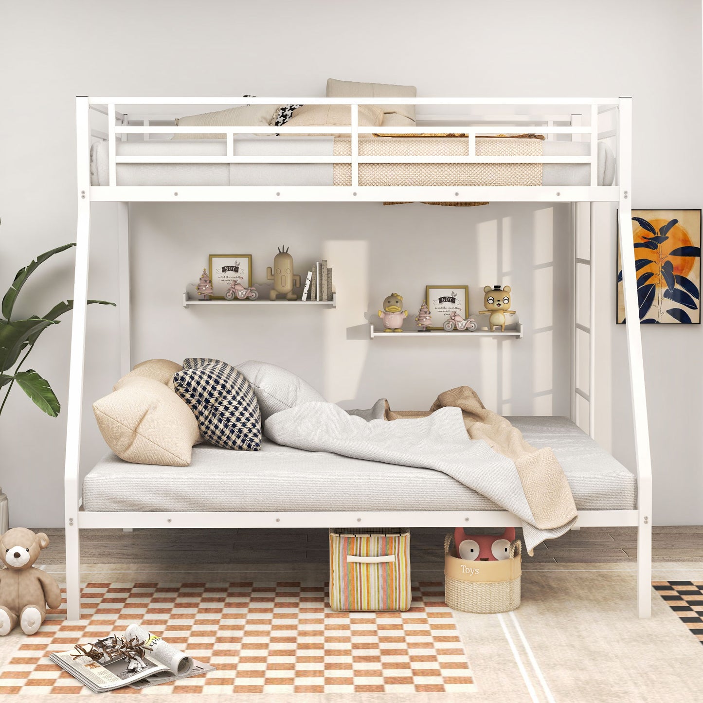 Space-Saving Metal Bed Frame for Teens and Adults, Noise-Free, No Box Spring Required - White