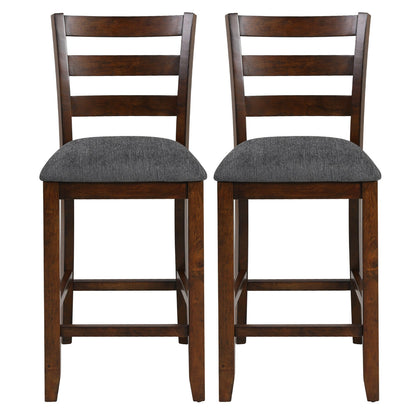 Set of 2 Stylish Counter Height Chairs with Soft Fabric Upholstery and Solid Rubberwood Frames