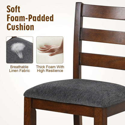 Set of 2 Stylish Counter Height Chairs with Soft Fabric Upholstery and Solid Rubberwood Frames