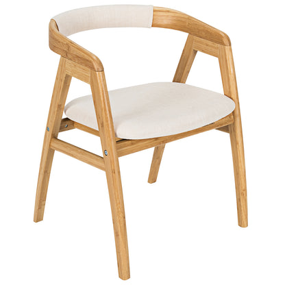Ergonomic Bamboo Dining Chair with Curved Backrest and Non-Slip Foot Pads