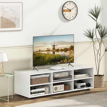 Modern TV Stand with 6 Storage Compartments for TVs up to 55 Inches