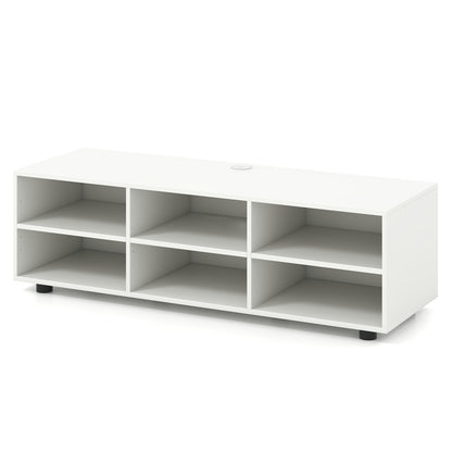 Modern TV Stand with 6 Storage Compartments for TVs up to 55 Inches