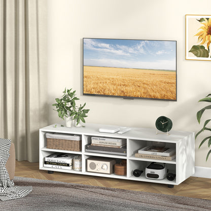 Modern TV Stand with 6 Storage Compartments for TVs up to 55 Inches