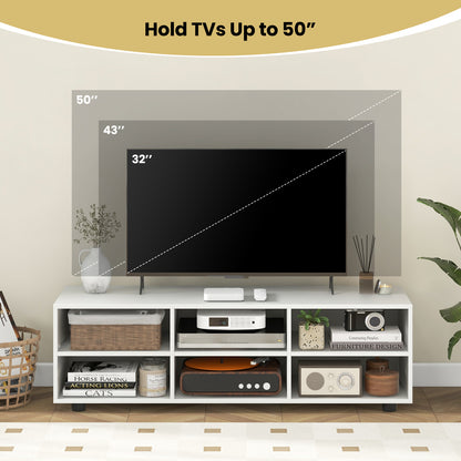 Modern TV Stand with 6 Storage Compartments for TVs up to 55 Inches