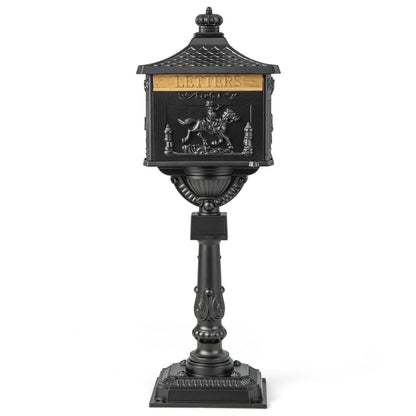 Elegant Retro Cast Aluminum Lockable Mailbox with Baffle Door for Secure Letter Delivery - Black