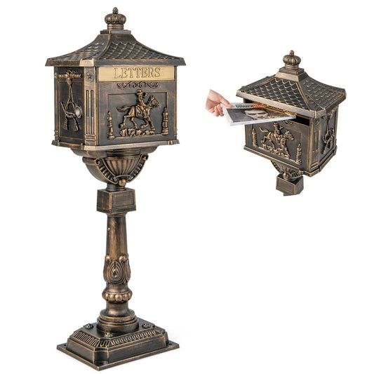Elegant Retro Cast Aluminum Lockable Mailbox with Baffle Door for Secure Letter Delivery -Bronze