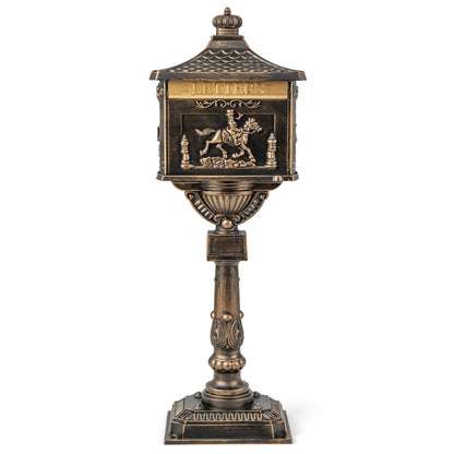 Elegant Retro Cast Aluminum Lockable Mailbox with Baffle Door for Secure Letter Delivery -Bronze