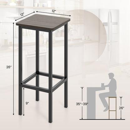 Bar Stool Set of 4 with Metal Legs, Footrest and 26 Inch Seat Height, Grey