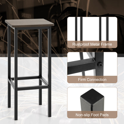 Bar Stool Set of 4 with Metal Legs, Footrest and 26 Inch Seat Height, Grey