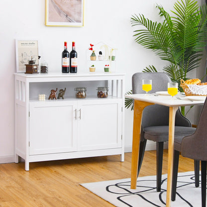 Kitchen Sideboard Buffet Cabinet with Adjustable Shelf and Double Doors for Dining Storage - White