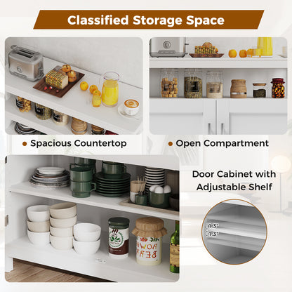 Kitchen Sideboard Buffet Cabinet with Adjustable Shelf and Double Doors for Dining Storage - White