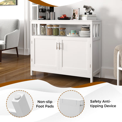 Kitchen Sideboard Buffet Cabinet with Adjustable Shelf and Double Doors for Dining Storage - White