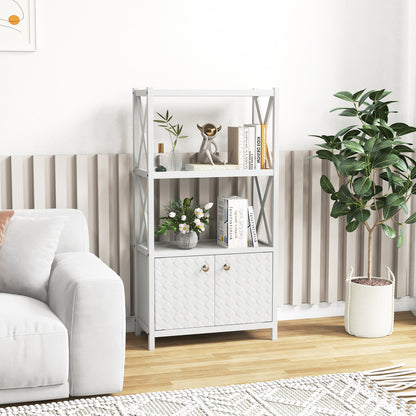 Elegant Freestanding Storage Cabinet with X-Shaped Bars and Double Door
