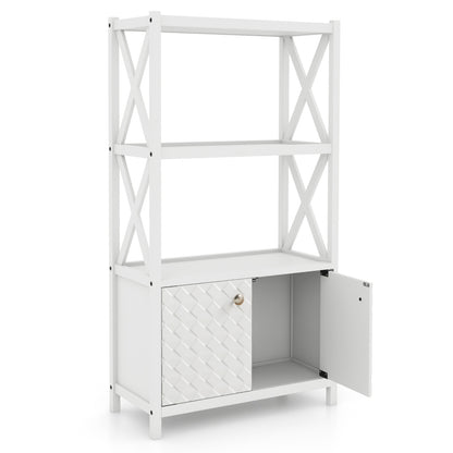 Elegant Freestanding Storage Cabinet with X-Shaped Bars and Double Door