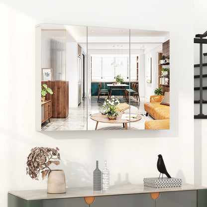3 Door Wall-Mounted Medicine Cabinet with Adjustable Shelves