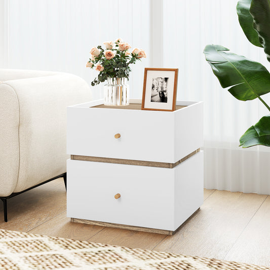 2-Drawer Modern Nightstand with Storage, Stylish Bedroom and Living Room Side Table