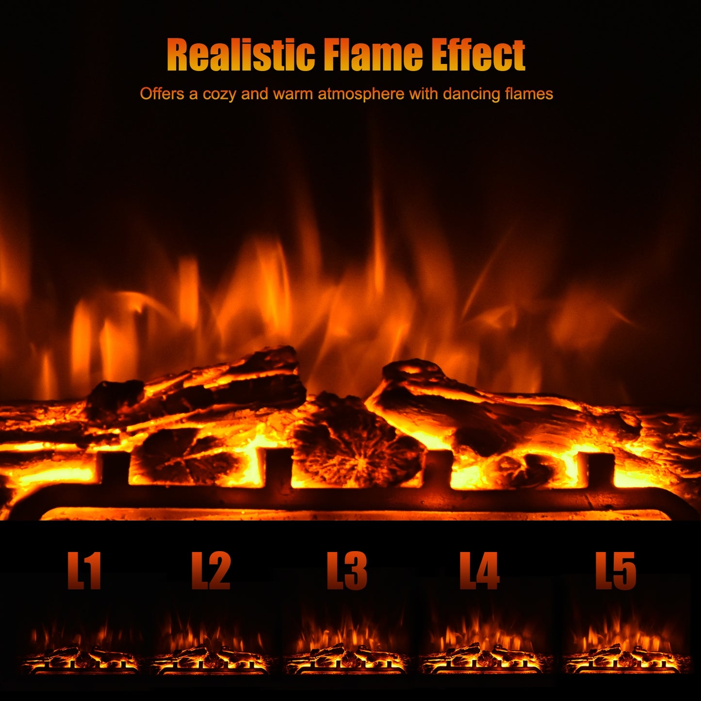 18" Electric Fireplace with 1500W Heating, Freestanding & Recessed Installation