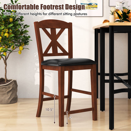 24 Inch Dining Chair Set of 2 with Leather Upholstered Seat and Hollowed High Backrest