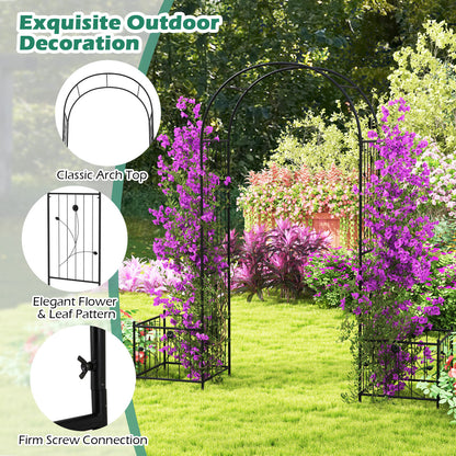 Multifunctional Garden Arbor with Side Planters, Climbing Arch & 8 Ground Stakes