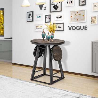 3 Piece Dining Set with Foldable Stools and Round Table Ideal for Small Spaces and Apartments