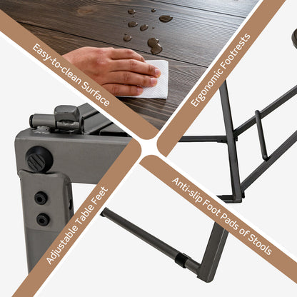 3 Piece Dining Set with Foldable Stools and Round Table Ideal for Small Spaces and Apartments