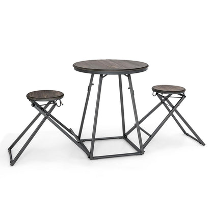 3 Piece Dining Set with Foldable Stools and Round Table Ideal for Small Spaces and Apartments