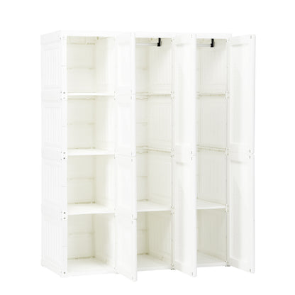 Foldable Closet Organizer with Hanging Rod and 8 Cubby Storage for Clothes and Bedding