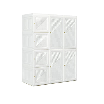 Foldable Closet Organizer with Hanging Rod and 8 Cubby Storage for Clothes and Bedding