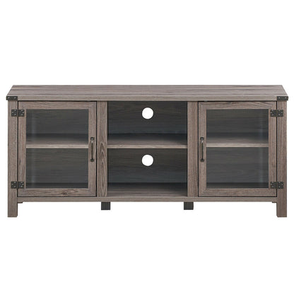 Wooden TV Console with Open Storage and Cable Management for TVs up to 65 Inches - Grey