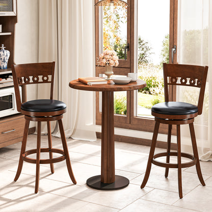 Swivel Bar Stools Set of 2 with Rubber Wood Frame and 30.5 Inch Seat Height