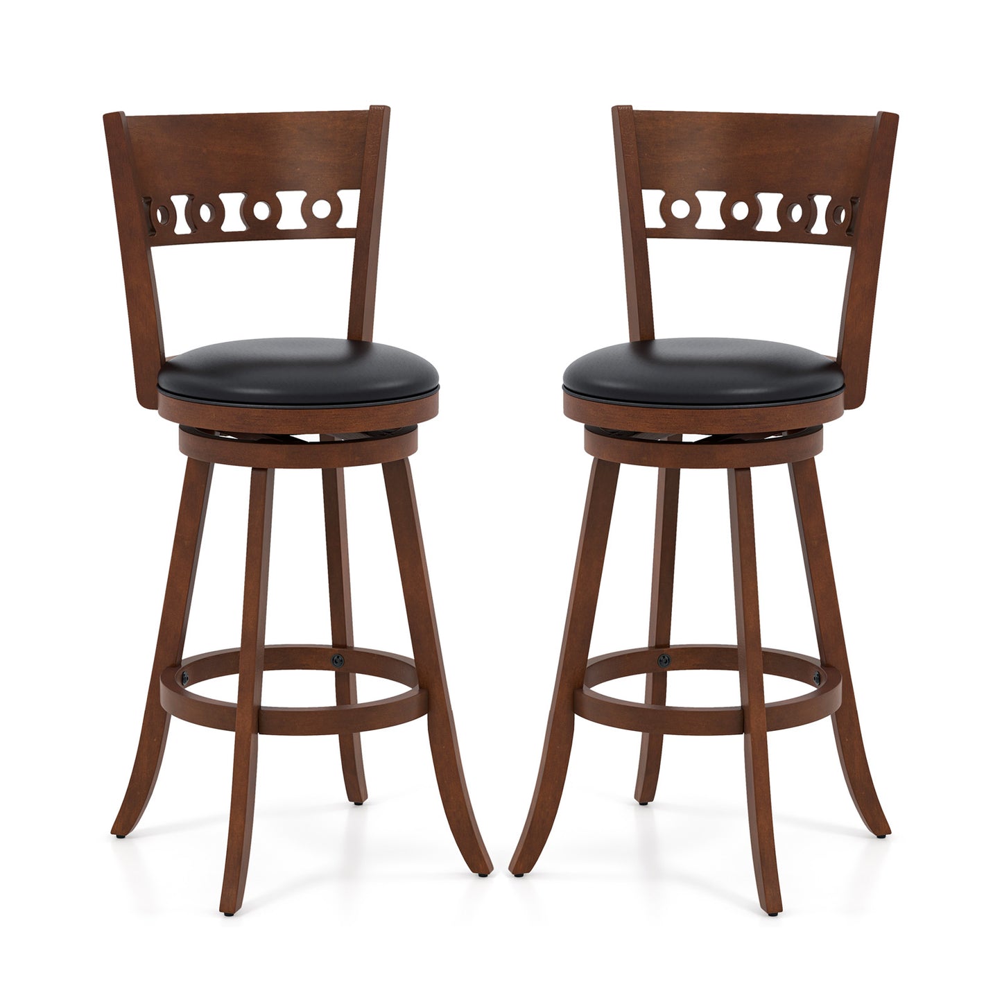 Swivel Bar Stools Set of 2 with Rubber Wood Frame and 30.5 Inch Seat Height