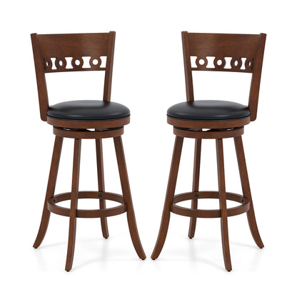 Swivel Bar Stools Set of 2 with Rubber Wood Frame and 30.5 Inch Seat Height