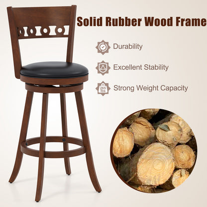 Swivel Bar Stools Set of 2 with Rubber Wood Frame and 30.5 Inch Seat Height