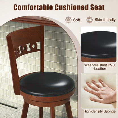 Swivel Bar Stools Set of 2 with Rubber Wood Frame and 30.5 Inch Seat Height