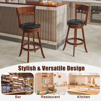 Swivel Bar Stools Set of 2 with Rubber Wood Frame and 30.5 Inch Seat Height