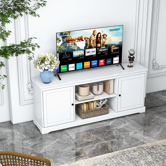 Contemporary TV Stand with Adjustable Storage and Dual Cabinets for 65 Inch TVs