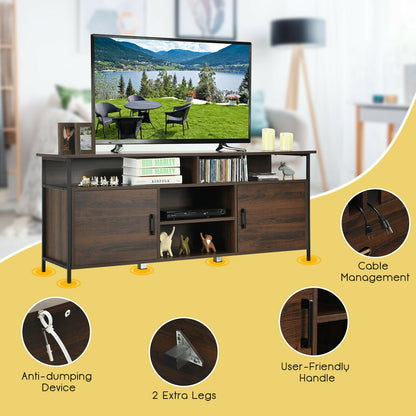 Mid-Century 58 Inch TV Console with Cabinets and Adjustable Storage for TVs up to 65 Inch