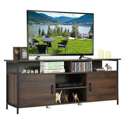 Mid-Century 58 Inch TV Console with Cabinets and Adjustable Storage for TVs up to 65 Inch