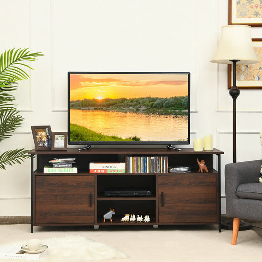 Mid-Century 58 Inch TV Console with Cabinets and Adjustable Storage for TVs up to 65 Inch
