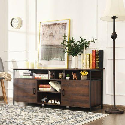 Mid-Century 58 Inch TV Console with Cabinets and Adjustable Storage for TVs up to 65 Inch
