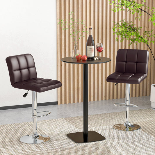 Contemporary Bar Stools Set of 2 with Backrest, Footrest, and Heavy-Duty Metal Base - Brown