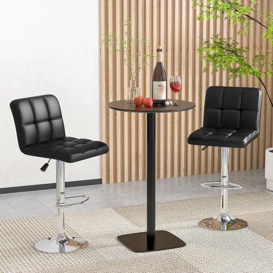 Contemporary Bar Stools Set of 2 with Backrest, Footrest, and Heavy-Duty Metal Base - Black