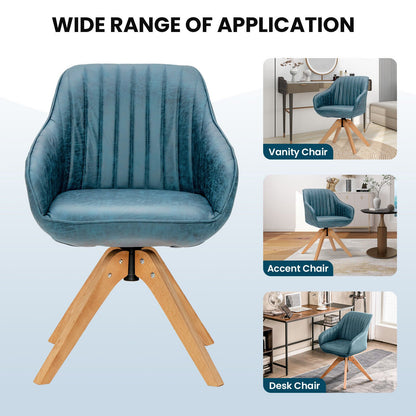 Swivel Accent Chairs Set of 2 with Leathaire Upholstery and Beech Legs, Blue
