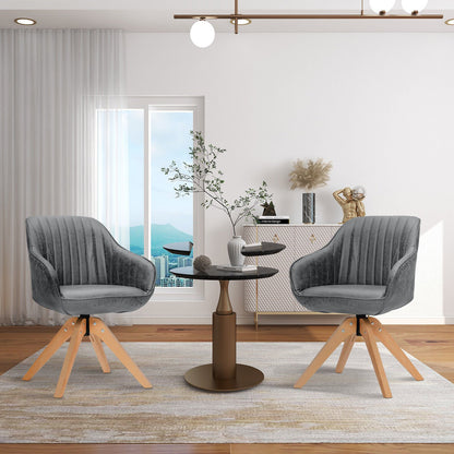 Swivel Accent Chairs Set of 2 with Leathaire Upholstery and Beech Legs, Grey