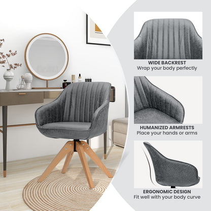 Swivel Accent Chairs Set of 2 with Leathaire Upholstery and Beech Legs, Grey