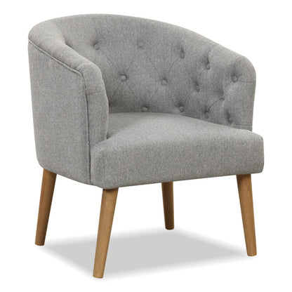 Elegant Upholstered Lounge Chair with Solid Wood Base and Curved Back