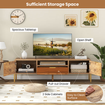 Decorative TV Stand with Mirror Fronts and Storage for 65 Inch Flat Screen TVs