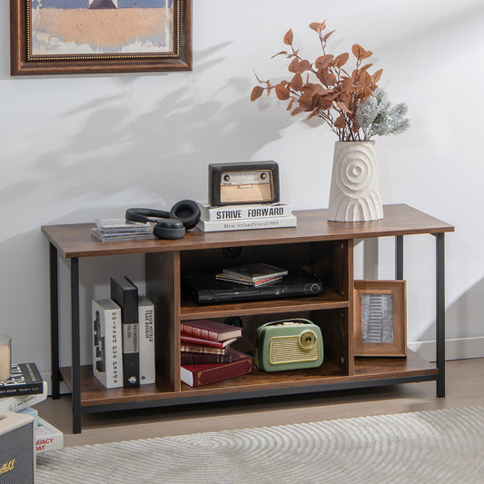 Retro Style TV Stand for TVs up to 50 Inch with Adjustable Shelf and Media Storage